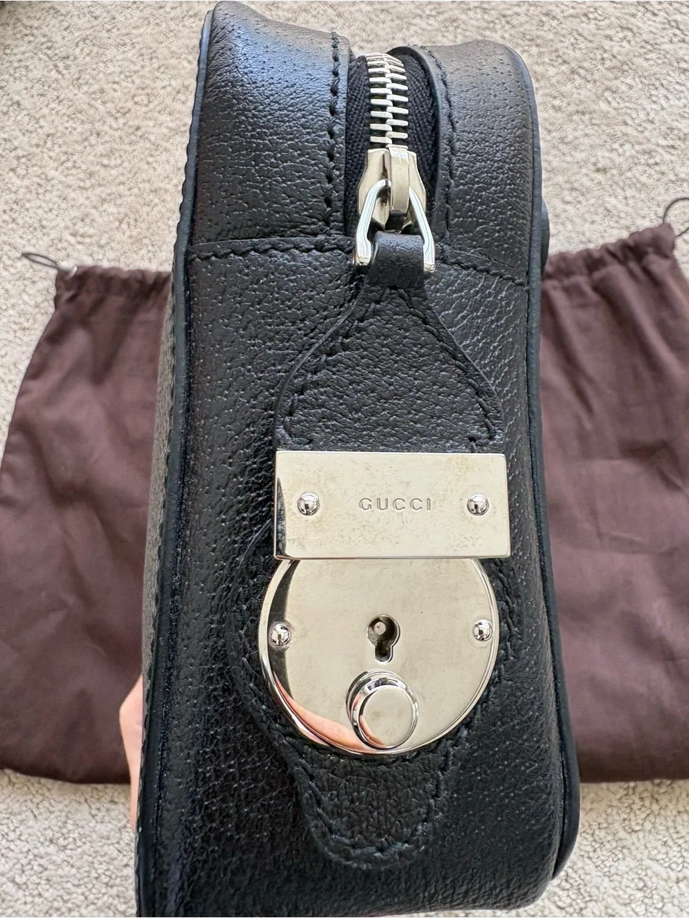 GUCCI Black Leather Travel Pouch